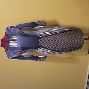 Dress - purple, black, brown and white